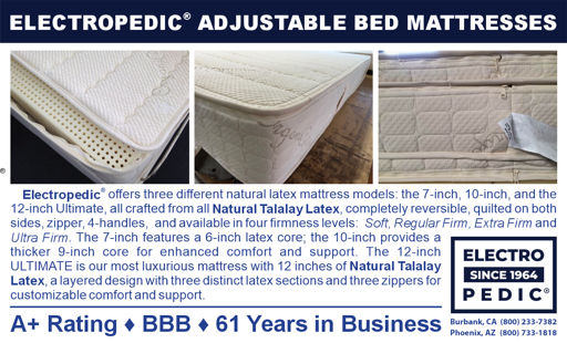 Electropedic adjustable bed mattresses