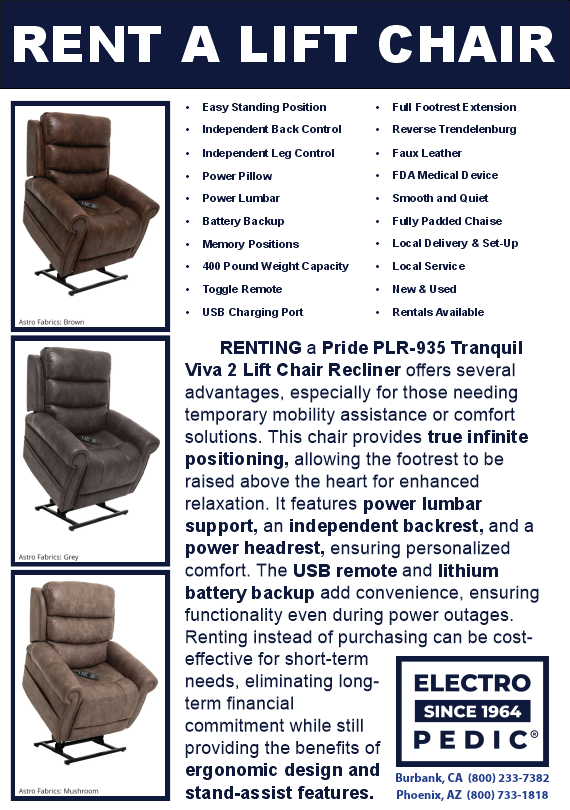 Surprise rent an electric lift chair recliner by golden or pride